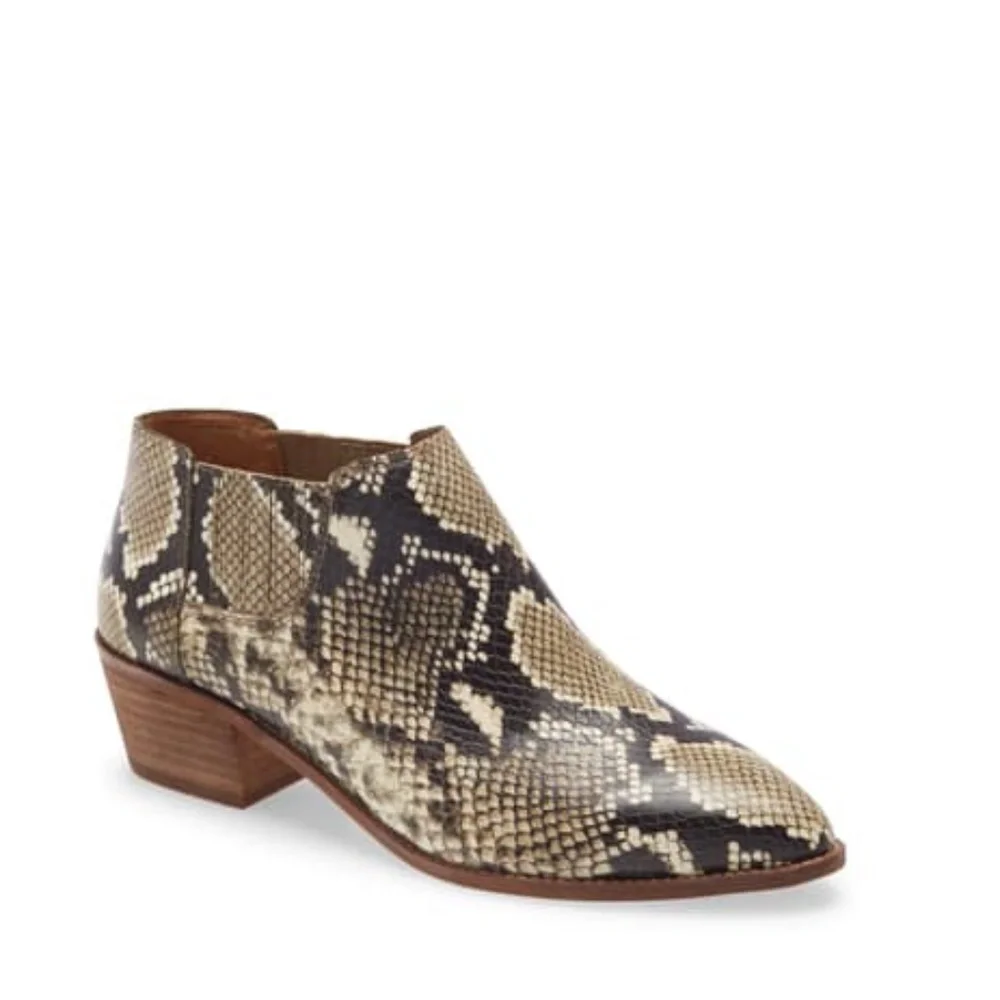 NEW Madewell Embossed Leather Chelsea Snake Print Booties Boots 8.5